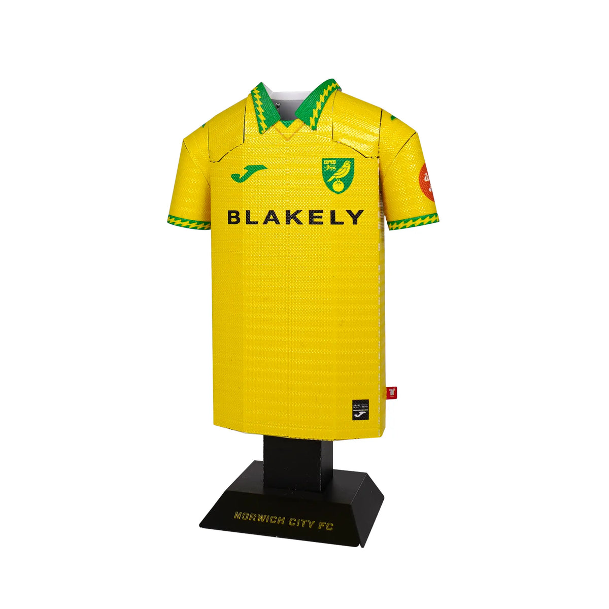 Yellow sports jersey with green accents on a white background