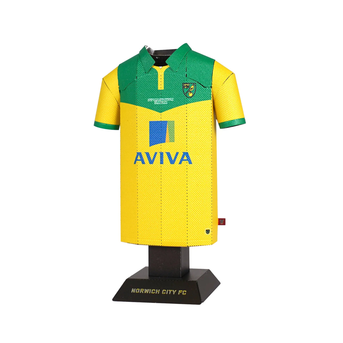 Yellow and green sports jersey with 'Aviva' logo on a white background