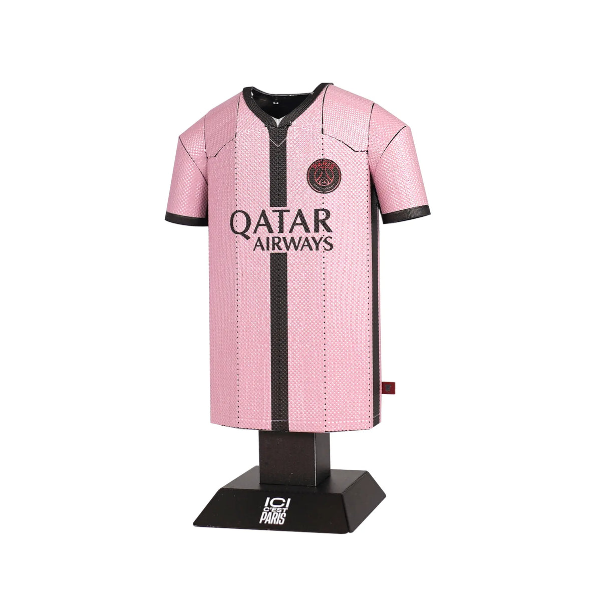 Pink sports jersey with 'Qatar Airways' branding on a white background