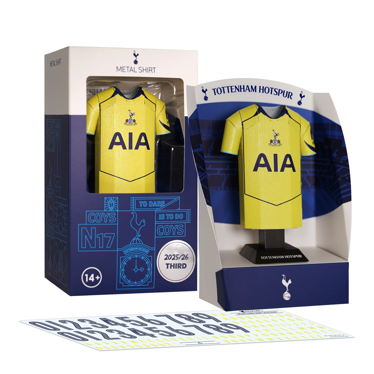 Tottenham Hotspur football shirt packaging with a yellow shirt inside