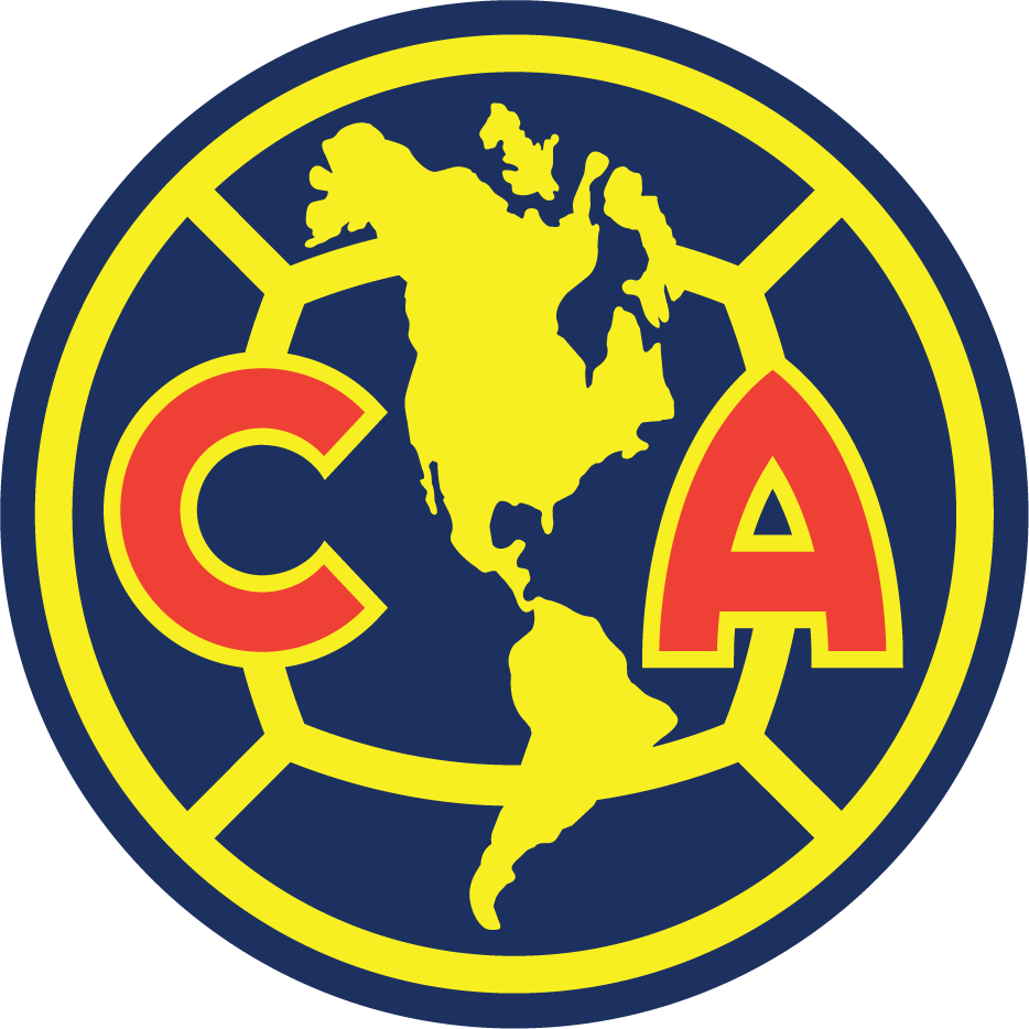 Official Club América crest featuring a yellow circle containing the blue silhouette mapping of the Americas and the initials CA in red