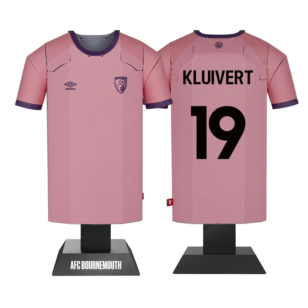 Pink sports jersey with 'Kluivert' and number '19' on a white background