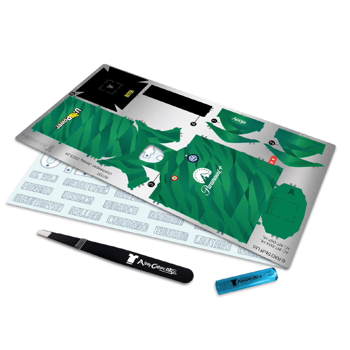 Inter Milan Goalkeeper kit metal flatlay sheets