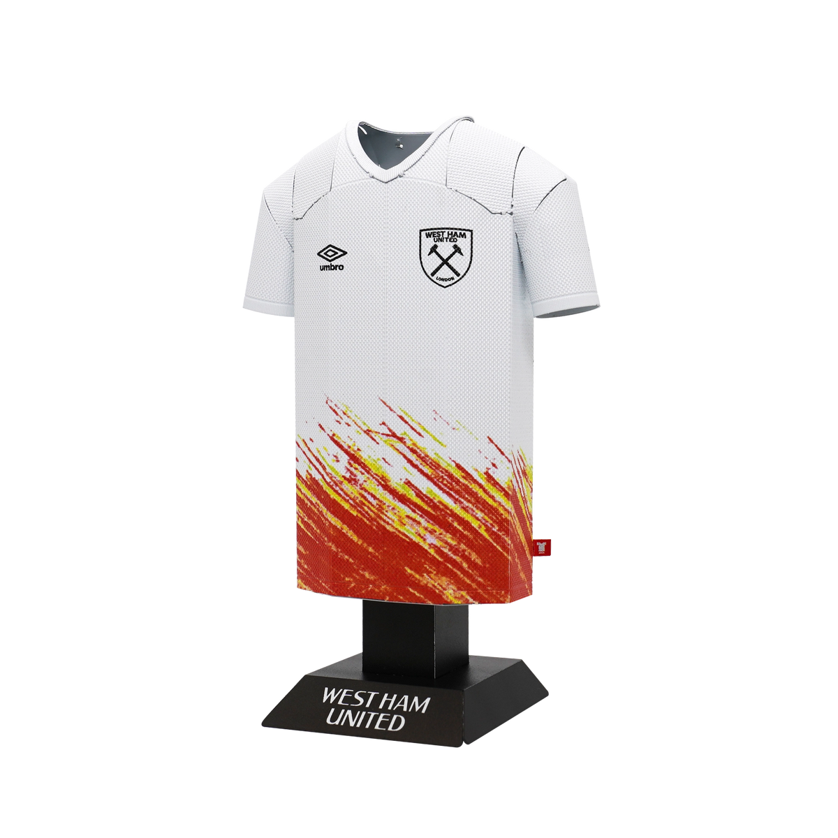West Ham United football jersey on a mannequin with a white background