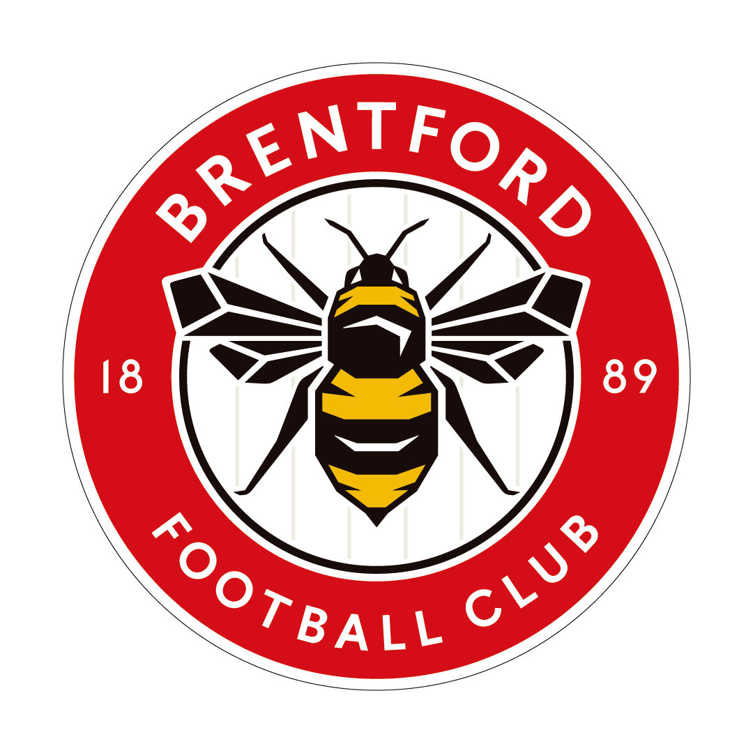 Official Brentford FC crest featuring a detailed red, black, and yellow bee graphic inside a circular border, presented on a transparent background.